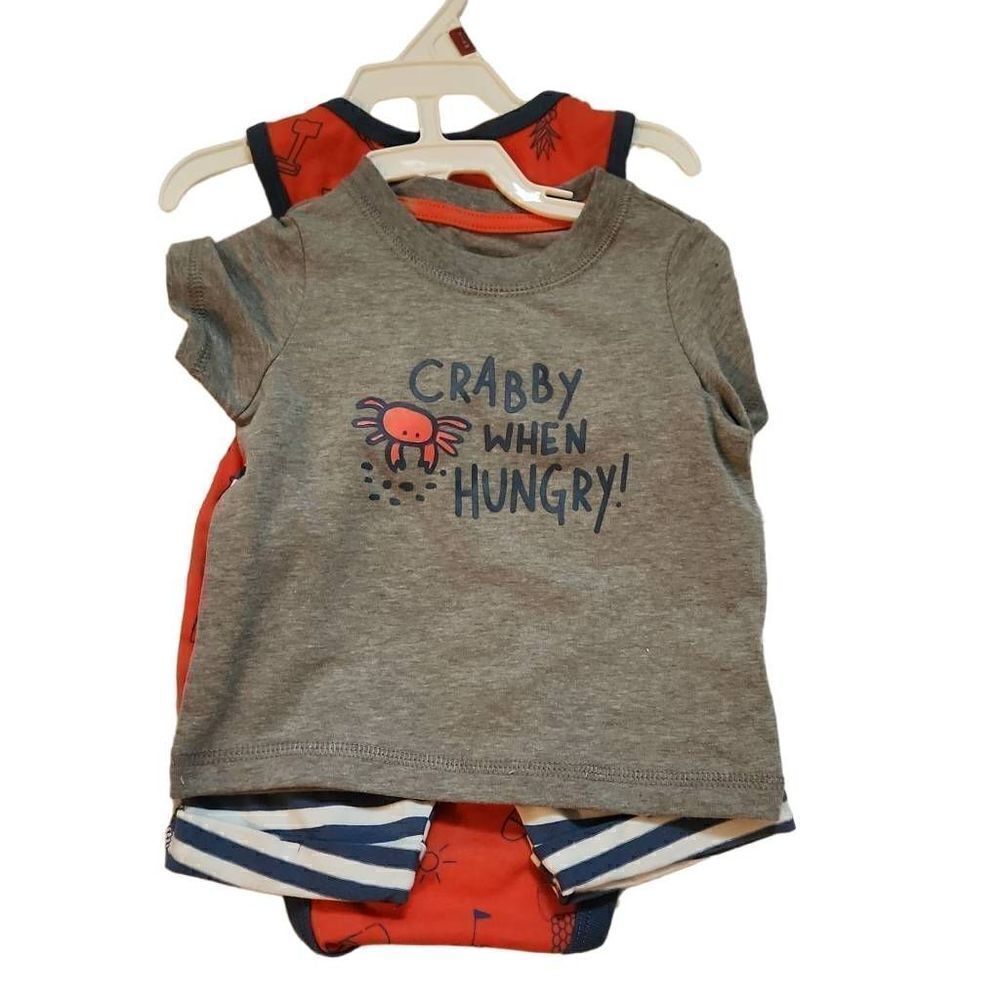 Cat & Jack Boys Red & Blue Three Piece Summer Outfit Set - Size 3/6 Months